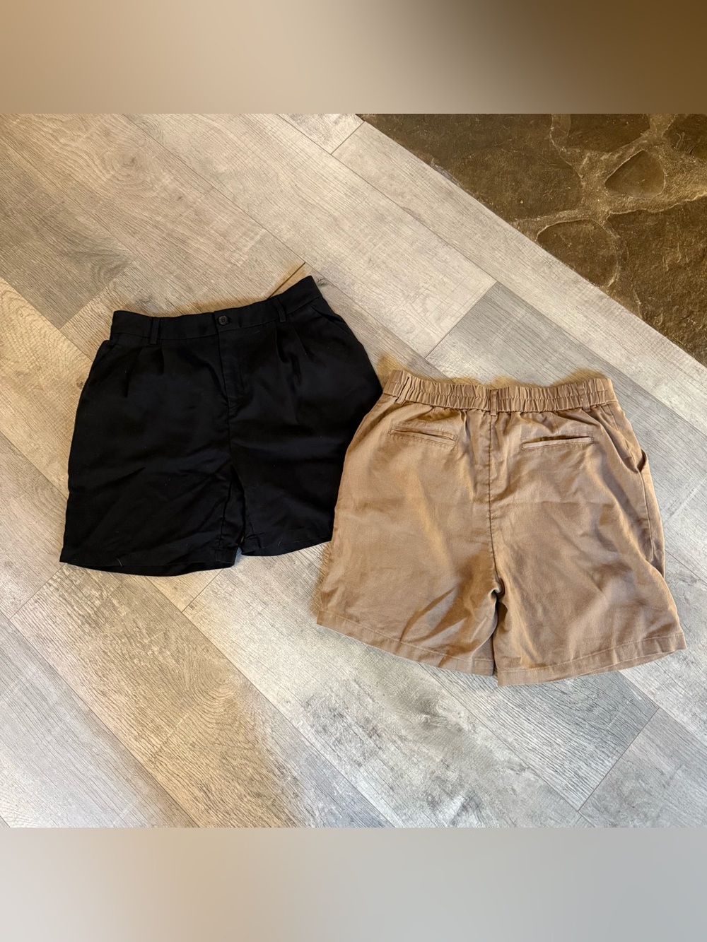 Willit women’s linen shorts 2 pair bundle black tan 7” Large casual Coastal